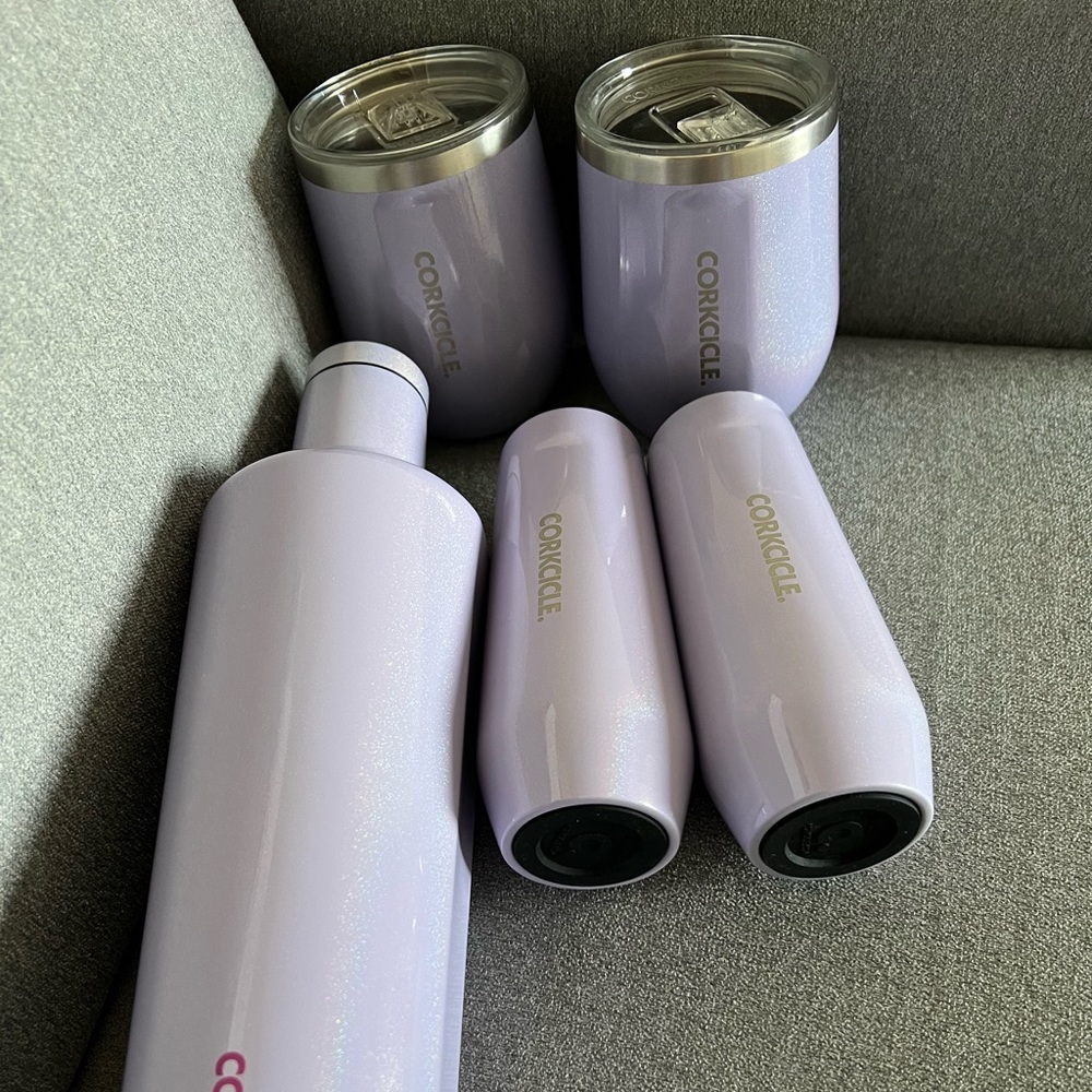 Corkcicle set of wine/sparking wine bottle, 2 wine cups and 2 flutes